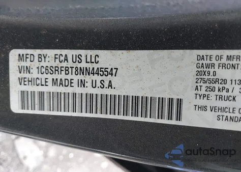 2022 Ram 1500 Big Horn 4X4 6'4 Box from USA, damaged, VIN 1C6SRFBT8NN445547